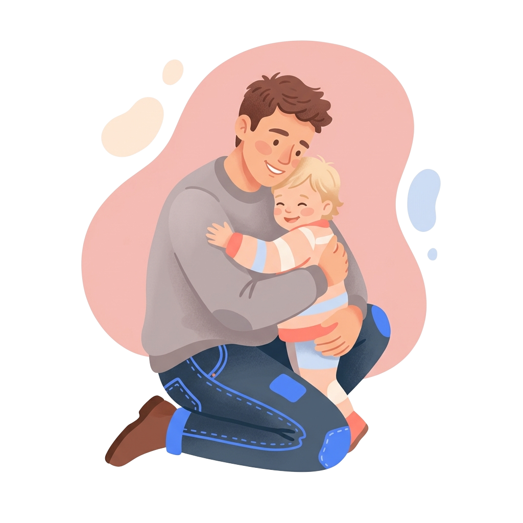 Un parent qui prend son enfant dans les bras